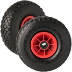 Keypak 2 x 10" Pneumatic Tyre 3.00-4, Pack of 2 Replacement Wheels for Wheelbarrow Sack Truck Hand Trolley Cart, 20mm Bore, 272KG Total Load Capacity (Roller Bearings)