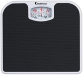 Adamson A21 Analog Scales for Body Weight - Up to 300 LB - New 2024 - Anti-Skid Rubber Surface + Large Numbers - Analog Bathroom Scale - Affordable - Durable with 20-Year Warranty - Black