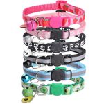 Bigqin 6 Pack Cat Collars with Bells, Adjustable Breakaway Cat Collars, Reflective Cat Collars for Girl Cats Male Cats Pet Supplies, 6 Colors