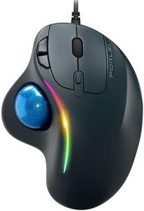 RGB Wired Trackball Mouse, Ergonomic Comfort Design Reduces Muscle Strain, Easy Thumb Control, Precision Tracking with 5 Adjustable DPI, Rollerball Mouse Compatible for PC, Laptop, Mac, Windows