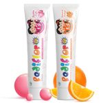 PEDIFLOR Kidz Anti-Cavity Protection Toothpaste Combo Pack of 2 (70g Each) | Doctor Recommended Kids Toothpaste with Bubblegum & Orange Flavors | Contains Fluoride & Xylitol for Children | Vegan