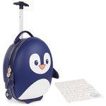 boppi Tiny Trekker Kids Luggage Bag | Holiday Travel Suitcase for Boys & Girls, Carry-On or Pull-Along School Trolley | Cabin Holdall | Under seat EasyJet Compliant,17-Litre Penguin Blue