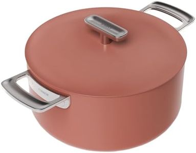 Ember Cookware Arcilla Ceramic Non Stick Dutch Oven 24cm | Metallic lid | Stainless Steel Handles | 1x Spatula | Non Toxic Biryani Pot | Induction Safe| PFAS & PTFE Free | Capri Series | Terracotta