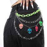 Tgirls Hip Hop Pants Chain Goth Jean Chains Star Punk Pocket Chain for Women Layered Acrylic Keychains Cute Trouser Chain Rock Wallet Chain for Men Waist Body Accessories for Girls (3 Green)