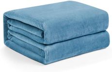 Hansleep Fleece King Size Blanket for Bed Washed Blue, Super Soft Flannel Fuzzy King Size Blanket, Plush Cozy Blanket for All Seasons, Washed Blue, King 90x108 Inches