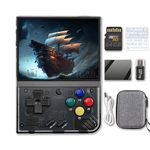 Miyoo Mini Plus Handheld Game Console 3.5 in Portable Retro Video Games Consoles Rechargeable Hand Held Classic System Black Transparent 64GB