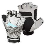 KastKing Gil Raker Gloves UPF50+ Fishing Gloves UV Protection Gloves Sun Gloves for Men Or Women for Fishing, Outdoor, Kayaking, Rowing, Sailing, Canoeing, Hiking, Biking - Silver Mist Prym1, Large