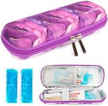 YOUSHARES Insulin Cooler Travel Case - Diabetic Insulated Organizer Portable Cooling Bag for Medication Cooling Insulation, Insulin Pen Case with 2 TSA Approved Travel Cooler Ice Pack (Marble Purple)