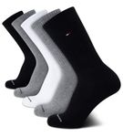 Tommy Hilfiger Men's Athletic Socks - Cushioned Crew Socks (5 Pack), Black/White/Grey, 7-12