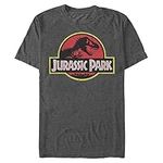 Jurassic Park Men's Classic Movie Logo T-Shirt, Charcoal Heather, Large