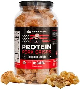 Shaw Strength Protein Pork Rinds (Churro, 8oz); Developed for World’s Strongest Man Brian Shaw, Keto-Friendly, High Protein, No Carb, All-Natural Crisps Fried in Coconut Oil