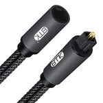 EMK Optical Cable Extension, 1M Optical Audio Cable Toslink Female to Male Audio Extended Cable Compatible for Sound Bar, Smart TV, Home Theater, PS4, Xbox & PlayStation(1M, Optic Extension Black)