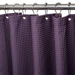 Waffle Weave Shower Curtain with Stainless Steel Hooks - 256 GSM Heavy Duty Fabric Bath Curtains, Hotel Luxury Quality, Water Resistant, Machine Washable, Weighted Hem, 72 x 72 Inches (Purple)