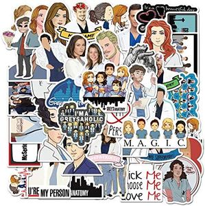 50 pegatinas Grey's Anatomy para botellas de agua, portátiles, teléfonos, guitarras, monopatines, ordenadores, televisión, vinilos, resistentes al agua, estéticas, para jóvenes, niños y adultos