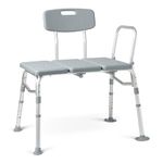 Medline Transfer Bench with Back, Gray, 1 Count (Pack of 1)