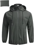 COOFANDY Mens Packable Rain Jacket Lightweight Raincoat Waterproof Windbreaker Jackets Dark Gray For Hiking Running