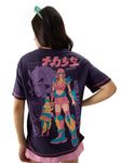 The Souled Store Mecha Girl Short Sleeve Round Neck Purple Graphic Printed Cotton Oversized T-Shirts for Women and Girls - Futuristic Fashion