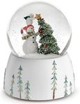 Roman 5.75" Snowmen Topping The Christmas Tree with a Star Musical Snow Globe