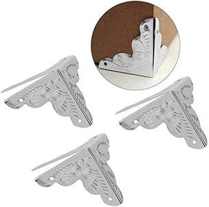 Haofy 12pcs Corner Decorative Protectors for Metal Box Jewelry Gift Case, Desk Edge Safety Bumpers Iron Edge Cover Guard(Silver)