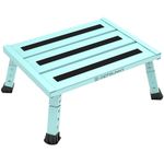 DEPSUNNY Adjustable Height Aluminum RV Step, Stable Foldable Platform Step Stool, Supports Up to 1,000 lb, Non-Slip Rubber Feet and Platform Mat, Easy to Carry (Seafoam Green)