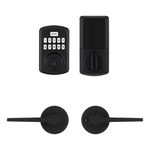 Weiser Powerbolt 3 x Daylon Combo Pack, Keyless Entry Door Lock/Deadbolt with Door Handle/Lever in Matte Black, 10-Button Keypad Door Lock, Electronic Door Locks for Front Door