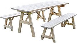 Amish-Made 94" Traditional A-Frame Pressure-Treated Pine Outdoor Picnic Table with Benches, Unfinished