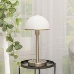 Modern Designer Style Brushed Chrome & White Glass Table Lamp