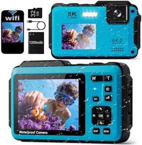 5K Underwater Digital Camera,64MP Waterproof Camera,16FT Floating Camera for Snorkeling,Scuba Diving,Surfing,Swimming & Kayaking,Autofocus,Dual-Screen,16X Zoom,Fill Light,32GB Card,Type-C Rechargeable