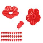 Hummingbird Feeder Flowers, 30 Sets Plastic Hummingbird Feeder Parts, Multicolor Unique Replaceable Hummingbird Bird Feeder Flower Accessories for Home Garden (Red)