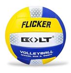 BOLT Flicker Volleyball/PVC Stitched/Suitable for Outdoor and Indoor Surfaces/for Men Women and Kids/Color Yellow White Blue Size-4
