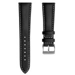 ZULUDIVER Mayday Sailcloth Black Divers Wristwatch Strap in Padded Waterproof PVC Rubber. Rugged Replacement Mens Sports Watch Strap with Stainless Steel Buckle. Beige Stitching, 21 mm