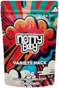 NottyBoy Condoms 100 Pack Variety Combo - 4IN1, Ultra Ribbed, Super Dotted, Contoured, Over Time, Ultra Thin, Snug Fit, Extra Lubricated, Raised Dots and Multi Flavored Condoms for Men