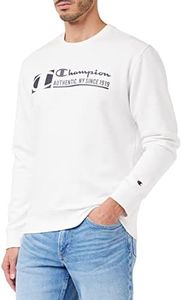 Champion Graphic Shop Authentic - Fall Fleece Crewneck Felpa, Uomo, Bianco, M