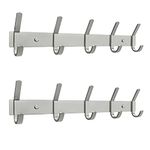 SAYONEYES Brushed Nickel Coat Rack Wall Mount with 5 Double Hooks for Hanging – 15 Inch Heavy Duty SUS304 Stainless Steel Rustic Coat Hooks – Clothes, Purse, Towel Wall Hooks – 2 Pack