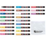 Posca Paint Marker Pen (PC-1M) 21 Colors Full Set with Original pouch Japan Import