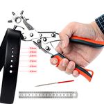 AIRAJ PRO Leather Hole Punch,Belt Puncher Heavy Duty with 6 Round Holes,Revolving Plier Tool Hole Punch Set,Suitable for Belts,Bands,Straps,Pet Collars,Cards,Saddles,Shoes,Cards