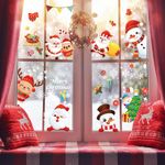 187PCS Christmas Decorations Snowflake Window Clings for Glass Indoor Christmas Stickes Decor Holiday Snowflake Santa Claus Reindeer Decals for Door/Home/Office/Car Xmas Decoration Noel