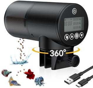 Pawfly Automatic Fish Feeder 200 ml for Aquarium USB Rechargeable Fish Accessories Holiday Fish Food Feeder for Fish Tank Adjustable Auto Fish Food Dispenser for Pellets Flakes & Strips
