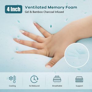 Vesgantti Double Memory Foam Mattress Topper, 4 Inch