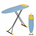 APEXCHASER Ironing Board with Iron Rest, Compact and Space Saver Iron Board, Extra Thick Cover, Height Adjustable, Wall Mount & Closet Hanger 13x43 Yellow