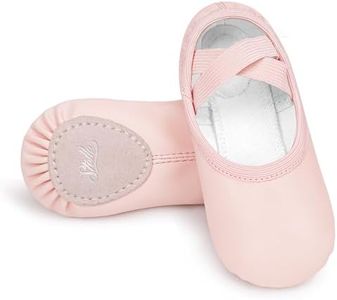 Stelle Ballet Shoes for Girls Women PU Leather Dance Slippers Boys Ballerina Shoes for Toddler/Little Kid/Big Kid/Women(Ballet Pink,12ML)