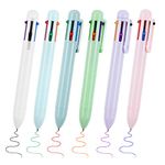 OSDUE 6 PCS 0.5mm 6-in-1 Multicolor Ballpoint Pen, 6-Color Retractable Ballpoint Pens for Office School Supplies Students Children Gift