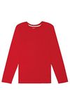 French Toast Boys' Long Sleeve Crewneck Tee T-Shirt, Red, 3