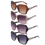 4 Pcs Women Large Sunglasses, UV 400 Glasses Oversized Polarized Sunglasses Classic Trend Ladies Sunglasses Sparkling Large Frame Sunglasses for Women