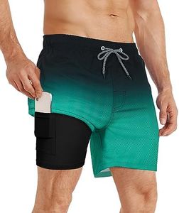 APTRO Mens Swimming Shorts Swimming Trunks Men Compression Liner Swim Shorts 7" Board Shorts Gradient Green MK183 3XL