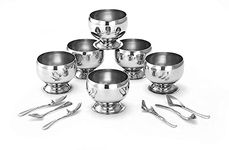 Dynore Stainless Steel Apple Design Ice Cream Cups & Spoons - Serving Bowls and Soup Bowl for Ice Cream/Salad/Fruit and Pudding Set of 12