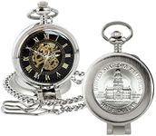 American Coin Treasures U.S. Coin Pocket Watch with Skeleton Movement | JFK Bicentennial Half Dollar | Sweeping Second Hand, Magnifying Glass | Silvertone Case | Certificate of Authenticity