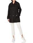 LONDON FOG Women's Double Collar Raincoat, Black, Medium