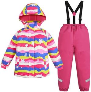 Gogokids Kids 2 Piece Snowsuit Waterproof Ski Suit for 3-10 Years, Boys Girls Winter Ski Jacket and Snow Pants Set