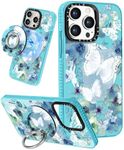 Lotadilo for iPhone 13 Pro Case for Women Girls - Cute Design Compatible with Magsafe Magnetic Ring Holder Stand Butterfly Aesthetic Pattern TPU Phone Covers for iPhone 13 Pro Phone Case